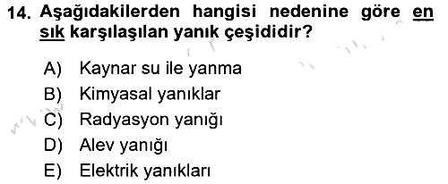Temel İlkyardım Bilgisi 2015-2016 Dönem Sonu Sınavı - 14. soru