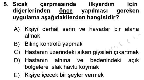 Temel İlkyardım Bilgisi 2023-2024 Dönem Sonu Sınavı - 5. soru