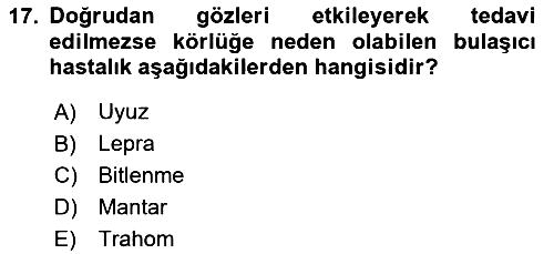 Temel İlkyardım Bilgisi 2025-2026 Dönem Sonu Sınavı - 17. soru