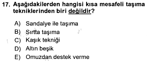 Temel İlkyardım Bilgisi 2020-2021 Yaz Okulu Sınavı - 17. soru