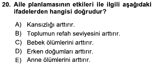 Temel Sağlık Hizmetleri 2018-2019 Ara Sınav - 20. soru