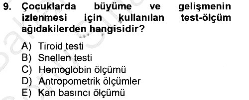Temel Sağlık Hizmetleri 2012-2013 Dönem Sonu Sınavı - 9. soru