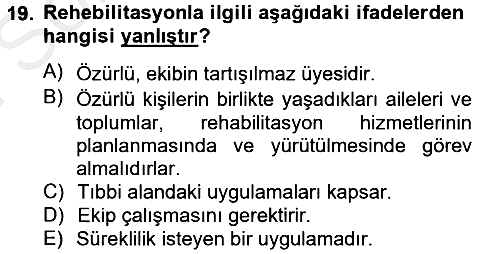 Temel Sağlık Hizmetleri 2012-2013 Dönem Sonu Sınavı - 19. soru
