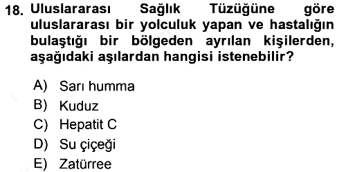 Temel Sağlık Hizmetleri 2015-2016 Tek Ders Sınavı - 18. soru