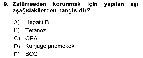 Temel Sağlık Hizmetleri 2020-2021 Yaz Okulu Sınavı - 9. soru