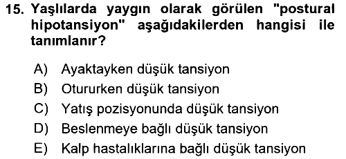 Temel Sağlık ve Hastalık Bilgisi 2015-2016 Ara Sınav - 15. soru