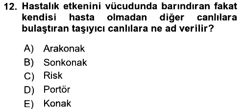 Temel Sağlık ve Hastalık Bilgisi 2017-2018 Dönem Sonu Sınavı - 12. soru