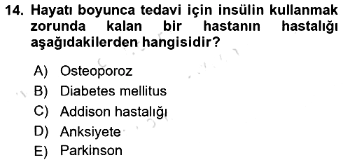 Temel Sağlık ve Hastalık Bilgisi 2022-2023 Dönem Sonu Sınavı - 14. soru