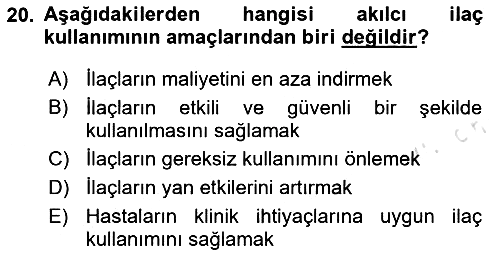 Temel Sağlık ve Hastalık Bilgisi 2025-2026 Yaz Okulu Sınavı - 20. soru