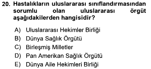 Tıbbi Belgeleme 2016-2017 3 Ders Sınavı - 20. soru