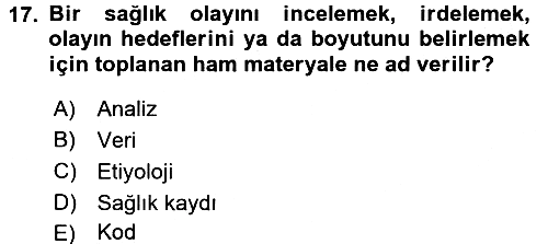 Tıbbi Belgeleme 2017-2018 3 Ders Sınavı - 17. soru