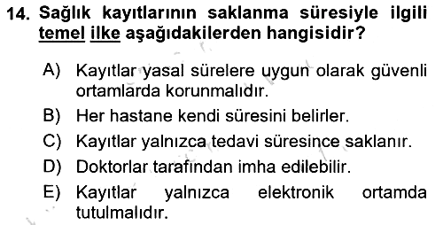 Tıbbi Belgeleme 2025-2026 Ara Sınav - 14. soru