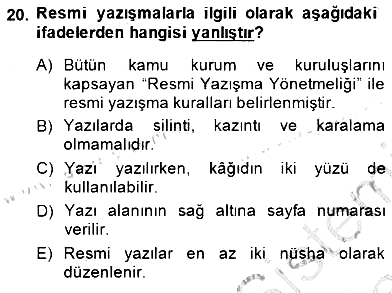Tıbbi Belgeleme 2013-2014 Dönem Sonu Sınavı - 20. soru