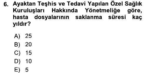 Tıbbi Belgeleme 2016-2017 Dönem Sonu Sınavı - 6. soru