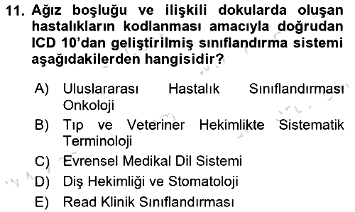 Tıbbi Belgeleme 2022-2023 Dönem Sonu Sınavı - 11. soru