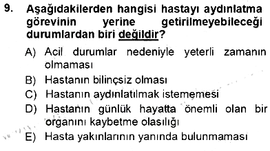 Tıbbi Belgeleme 2013-2014 Tek Ders Sınavı - 9. soru