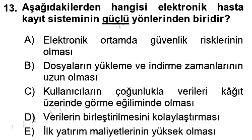 Tıbbi Belgeleme 2021-2022 Yaz Okulu Sınavı - 13. soru