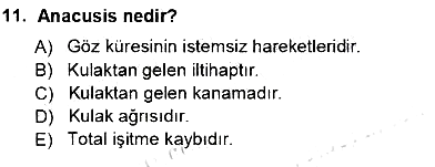 Tıp Terimleri 2012-2013 Ara Sınav - 11. soru