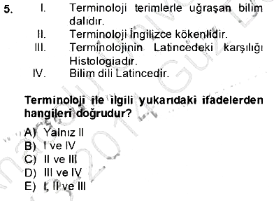Tıp Terimleri 2013-2014 Ara Sınav - 5. soru