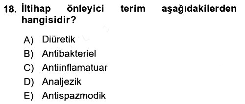 Tıp Terimleri 2018-2019 Ara Sınav - 18. soru