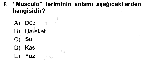 Tıp Terimleri 2023-2024 Ara Sınav - 8. soru
