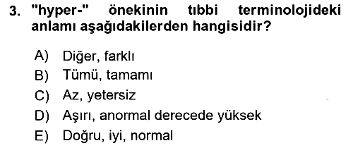 Tıp Terimleri 2025-2026 Ara Sınav - 3. soru