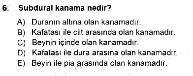 Tıp Terimleri 2012-2013 Dönem Sonu Sınavı - 6. soru