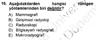 Tıp Terimleri 2012-2013 Dönem Sonu Sınavı - 16. soru