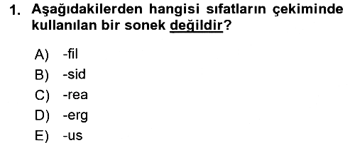 Tıp Terimleri 2016-2017 Dönem Sonu Sınavı - 1. soru