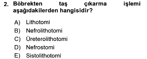 Tıp Terimleri 2016-2017 Dönem Sonu Sınavı - 2. soru