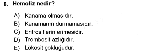 Tıp Terimleri 2016-2017 Dönem Sonu Sınavı - 8. soru