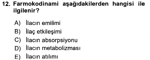 Tıp Terimleri 2016-2017 Dönem Sonu Sınavı - 12. soru