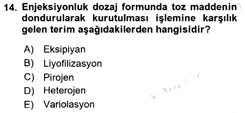 Tıp Terimleri 2024-2025 Dönem Sonu Sınavı - 14. soru
