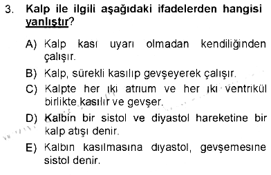 Tıp Terimleri 2012-2013 Tek Ders Sınavı - 3. soru