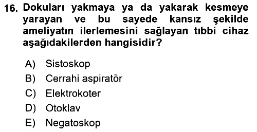 Tıp Terimleri 2024-2025 Yaz Okulu Sınavı - 16. soru
