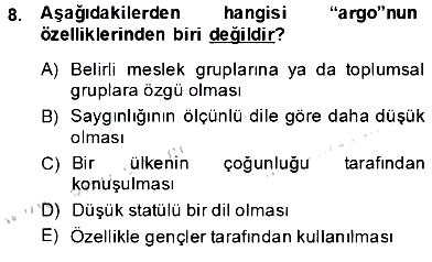 Türk Dili - 1 2014-2015 Ara Sınav - 8. soru