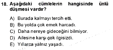 Türk Dili - 1 2014-2015 Ara Sınav - 18. soru