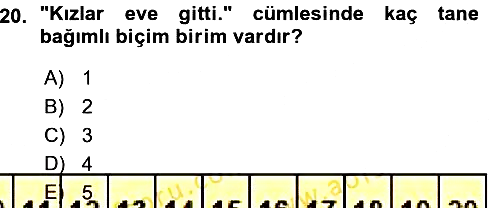 Türk Dili - 1 2015-2016 Ara Sınav - 20. soru