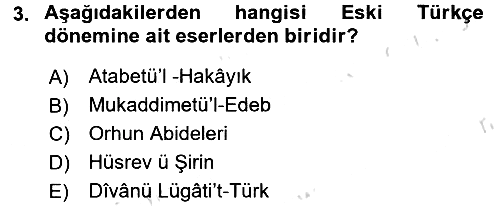 Türk Dili - 1 2017-2018 Ara Sınav - 3. soru