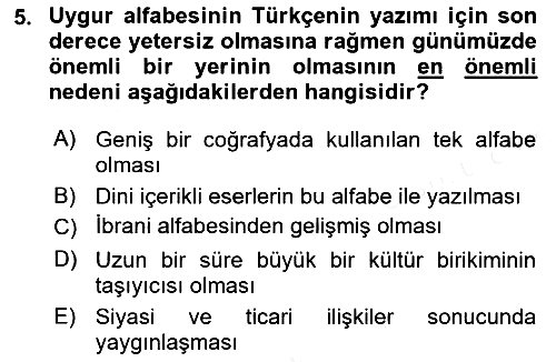 Türk Dili - 1 2018-2019 Ara Sınav - 5. soru