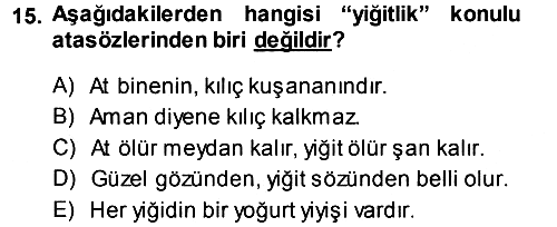 Türk Dili - 1 2013-2014 Dönem Sonu Sınavı - 15. soru