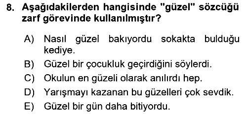 Türk Dili - 1 2023-2024 Yaz Okulu Sınavı - 8. soru