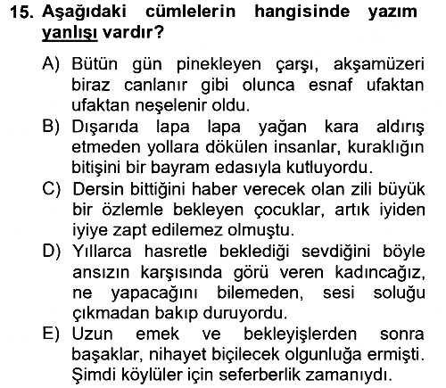 Türk Dili - 2 2012-2013 Ara Sınav - 15. soru