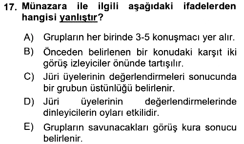 Türk Dili - 2 2017-2018 Dönem Sonu Sınavı - 17. soru