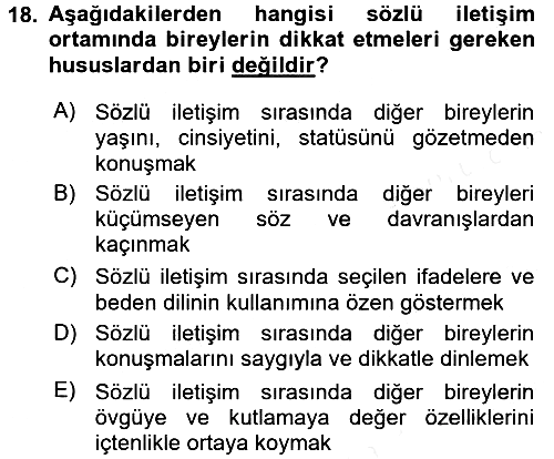 Türk Dili - 2 2017-2018 Dönem Sonu Sınavı - 18. soru