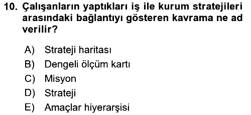 Yönetimde Güncel Yaklaşımlar 2017-2018 3 Ders Sınavı - 10. soru