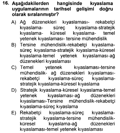 Yönetimde Güncel Yaklaşımlar 2012-2013 Ara Sınav - 16. soru