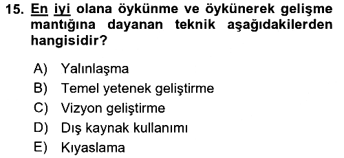 Yönetimde Güncel Yaklaşımlar 2016-2017 Ara Sınav - 15. soru