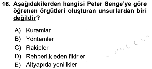 Yönetimde Güncel Yaklaşımlar 2016-2017 Ara Sınav - 16. soru