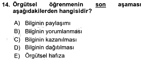 Yönetimde Güncel Yaklaşımlar 2017-2018 Ara Sınav - 14. soru